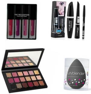 C G FASHION Combo Of 18 Shades Of Nude Eyeshadow, The Red Edition Lipstick, 3 in 1 (Eyeliner, Mascara And Eyebrow Pencil) And Beauty Blender. (Set Of 9) 25 g