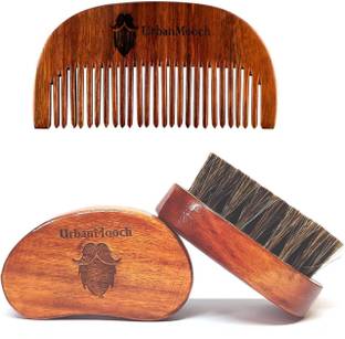 UrbanMooch Natural Boar Bristle Beard Brush & Shisham Wood Beard Comb for Healthy Beard Styling