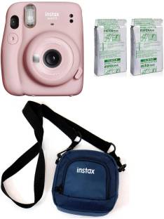 FUJIFILM Instax Mini 11 Blush Pink with Twin Pack of Instant Film With Pouch Instant Camera