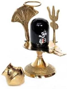 Cyan spritual Shiv Brass Shiva Lingam Abhishek Patra with Trishul and Nag Decorative Showpiece - 8 cm (Metal, Gold) Decorative Showpiece  -  8 cm