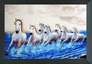 FRIZZY ARTS Seven white horse | water | blue | UV Textured 7 Running Horses Vastu Framed Painting Digital Reprint 14 inch x 20 inch Painting Price in India - Buy FRIZZY FRIZZY ARTS Seven white horse | water | blue | UV Textured 7 Running Horses Vastu Framed Painting Digital Reprint 14 inch x 20 inch Painting Price in India - Buy FRIZZY