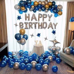 Sv Traders Birthday Party Decoration For Adult Boys Husband Girls Jumbo Combo Kit Of 65 Pcs Golden Cursive Happy Birthday Banner 13 Foil Golden Crown 30 Inch 1 Foil Silver Moon 30 Inch 1 Foil Champagne Bottle 40 Inch 1 Foil Wine Glass 40