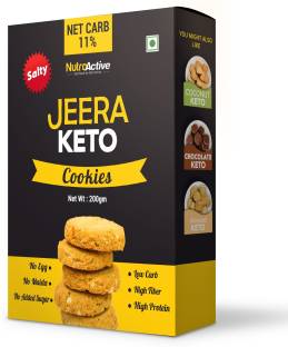 NUTROACTIVE Keto Jeera Cookies, 1g Net Carb Per Cookie, Zero Sugar Gluten Free Snacks- 200gm Cookies