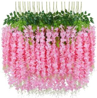 vrct Pink, Green Westeria Artificial Flower