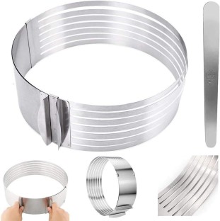 Adjustable Stainless Steel Mousse Cake Ring Mould Layered Cake Slicing Kit 15-20cm 
