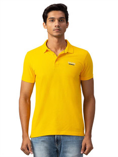 Spykar Printed Men Polo Neck Yellow T 