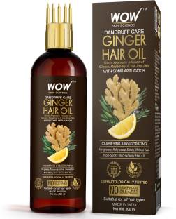WOW SKIN SCIENCE Ginger Hair Oil - for Dandruff Care - with Comb Applicator - for All Hair Types - Non-Sticky & Non-Greasy Hair Oil - No Mineral Oil, Silicones, Synthetic Fragrance - 200mL Hair Oil
