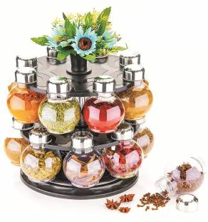 Solomon ™ Premium Quality 360 Degree Revolving Round Shape | Transparent Spice Rack | Container Spice Stand For Kitchen Storage | Container Rack Sets | Spice Racks Containers | Namak Dani | Tikka Pepper | Oregano,Chilli Flakes | Storage Spices Box (Black) Revolving Spice Rack | Masala Rack Spice Box Masala Box | Masala Container | Spice Designer Stand Set | Multipurpose Revolving Plastic Spice Rack Storage Rack Jar Condiment Set (1 Stand,16 Plastic Bottles With 1 Cap) 16 Piece Spice Set (Plastic) 1 Piece Spice Set