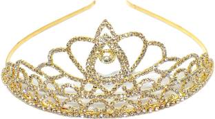 Bunty Gold Pageant Prom Crystal Crown Tiara for Girls (Gold) Hair Band