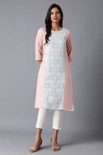 W W Women Self Design Straight Kurta