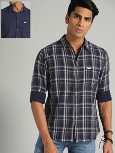 Buy Roadster Men Solid Casual Dark Blue 