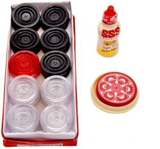 AGGARWAL Crystal Carrom Coins Goti (Pack of 20)- with 1 Striker and 1 Powder Carrom Pawns