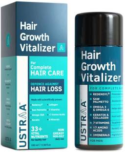 USTRAA Hair Growth Vitalizer - 100ml - Boost hair growth, Prevents hair fall, Delays Hair Greying, With Redensyl and Saw Palmetto Extract, Non-oily serum for complete hair care and nourishment