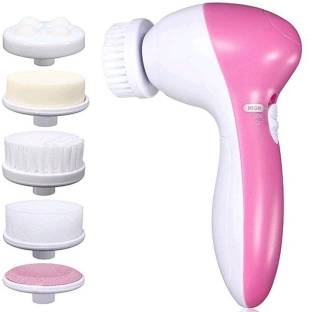 VINMOT FACIALMASSAGER 5 in 1 Portable Small Electric Multifunction Facial cleaner massager, Face Massage Machine for Face wash, Scrub and Blackheads with Polishes, Scrub and Soft Brush, Facial Massager Massager