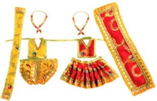 MountAlps AV Creations Combo of Multicolour Handcrafted Lakshmi Ji Ganesh Ji, Vastra/Poshak/Dress, Made of Silk Cloth. Combo of 2 Dress and 2 Mala. Dress Size: Choli 1.5 Inch + Dhoti/Lehenga 2 Inch. Dress