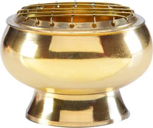 Citaaraa Sage Burner | Metallic | Brass | Spiritual | Smudging | Daily Ritual | Remove Negativity Brass Table Diya