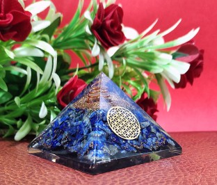 PYOR Mix Chakra Orgone Pyramid with Lapis Lazuli Merkaba Wrapped Copper Wire Energy Generator Reiki Healing Chakra Balancing Aura Cleansing Home Office Decor Gift Item Size 2.5-3 Inch 