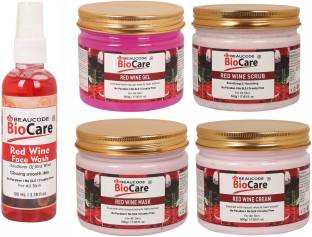BEAUCODE BioCare Pack of-5, Red Wine Face and Body Gel & Cream & Scrub &  Mask (500g) and Red Wine Face wash (100ml) Price in India - Buy BEAUCODE  BioCare Pack of-5,
