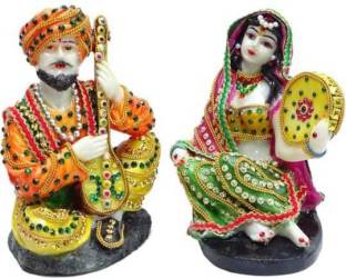 Deesha Planters and Decors Decorative Rajasthani Couple Statue-3 Decorative Showpiece  -  17 cm