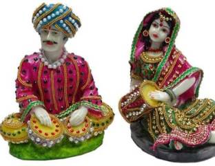 Deesha Planters and Decors Decorative Rajasthani Couple Statue-1 Decorative Showpiece  -  17 cm