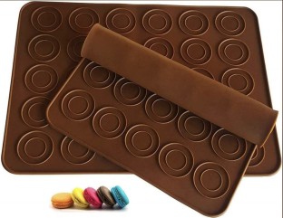 Professional Grade Nonstick Macaron/Pastry/Cookie/Bun/Bread Making Silicone Baking Mat Set of 3,Non Stick Silicon Liner with Brush for Bake Pans & Rolling 