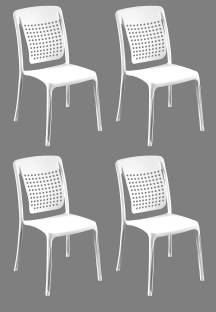 Binani Spine Care Designer Armless Heavy, Plastic Dining Chairs Set Of 4