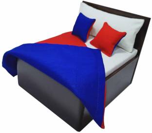 Kanha Creative Arts Kanha Creative Arts Wooden Bed with Double Sided Bed Sheet for Kanha Ji/Laddu Gopal Ji/Thakor Ji (Red)o Wooden Pooja Chowki For 0 size laddu Gopal (Red, Blue, Pack of 1) Wooden Pooja Chowki