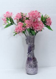 SAVORADE SHINY FLORAL CUTE DESIGN HAND CRAFTED FLOWER POT VASE FOR HOME AND OFFICE Glass Vase