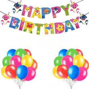 Zyozi Shark Baby Birthday Decorations Party Favors Gatherings Decorations Baby Shark Theme Game Party Supplies Boys And Girls Happy Birthday Banner And Cake Topper Price In India Buy Zyozi Shark Baby Birthday
