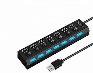 Smacc usb extension hub USB Hi-Speed 7 Port Hub with individual power switches & Led Light Compatible for Android Mobiles/ Tablets, Laptops, Computers, MP3 Players & Gaming Consoles Etc.(Black) USB Hub