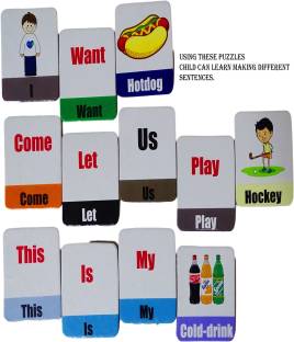 poksi English Sentence Maker- Set of 96 flash cards suitable for Kids| Gifts | Coordination Skills| visual Skills| Sentence Making| Grammer