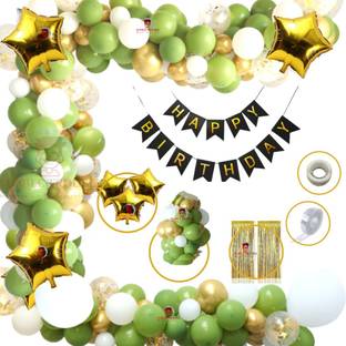 Bubble Trouble Foil Green Gold Girls Boys Happy Birthday Balloon Foil Decoration Kit Combo Pack Of 110 Happy Birthday 13 Letters Gold Hd Metallic 10 Inch Green Gold White 90
