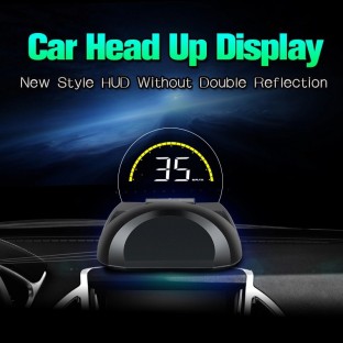 Head Up Display HUD with Reflection Board Stereo Projecting Display Speed RPM Voltage Car Digital Speedometer OBD/USB Angelhood Car HUD Display 