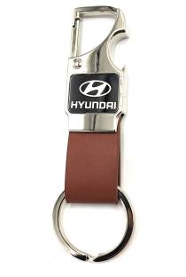jdp Hyundai Car Metal Leather Opner Keychain |Brown Color | Key Chain