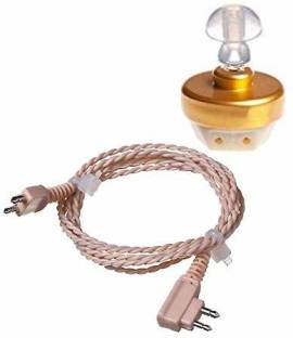 NM Enterprises Hearing Aid 2 Pin Wire Beige Wire With Golden Receiver (pack of 2) 2 Pin Hearing Aid Wire With Golden Receiver Stethoscope Ear Knobs