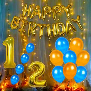 Flipkart Com Party Propz Solid Baby Boy Happy Birthday Foil Balloon Number Foil Metallic Balloons Decorations Kit Combo 24pcs For Boy S Kids Baby Half ay Decoration Items Led Fairy Light Theme