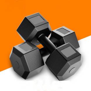 RSN Black PVC Dumbbell Set, 1 Pair Dumbbells, Hex Dumbbells, Home Gym 1KGS X 2PCS Fixed Weight Dumbbell