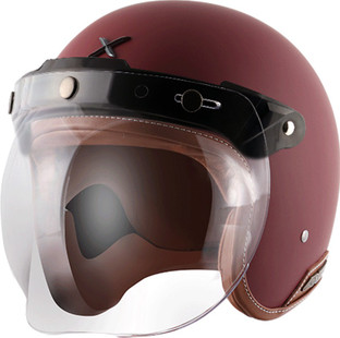 Axor Retro Jet Leather Motorbike Helmet 