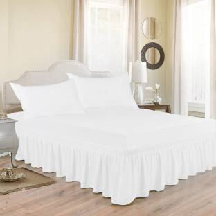 Meckhome Culture Platform King Size Bed, White King Size Bed Skirt