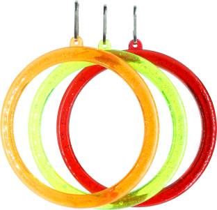 Buraq Interactive Playful Bird Hanging Ring Classic Accessories Resting Perch Swing Circle Bird Toy Plastic Chew Toy for Bird Cockatiel, Lovebird, Budgerigar, Finch . ( Color May vary ) Pack of 3 Plastic Training Aid For Bird