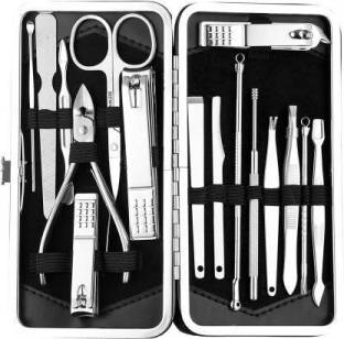 XBY Manicure Set 16 in 1 Stainless Steel Black Color (280 g, Set of 16)