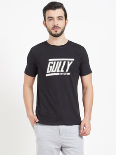 Buy Gully Printed Men Round Neck Black 