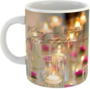 GiftOwl Happy Birthday Joy and Light Ceramic Coffee for Friend, Girlfriend & BoyFriend Glossy Finish With Vibrant Print Ceramic Coffee Mug