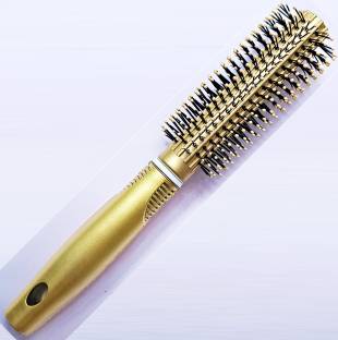 nik city store Best Gold color plastic Round Rolling Curling Comb Hair Brush For Men And Women | pack of 1