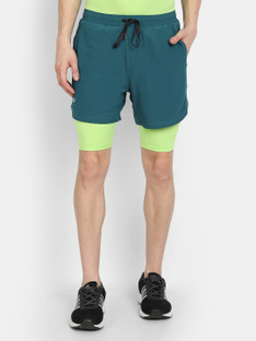 Men Dark Green Sports Shorts 