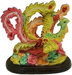 PPJ Feng Shui Dragon & Phoenix (Peacock) With Ball in Hand ( 5 Inch x 3.5 Inch) Decorative for Wealth, Luck & Success, Vastu Remedy (Set Of 2, 1 Phonex, 1 Dragon with Ball) Decorative Showpiece  -  8 cm