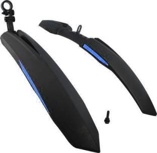 Leosportz Bicycle Atom Mudguard with Reflective Tape, Black-BlueClip-on Clip-on Front & Rear Fender