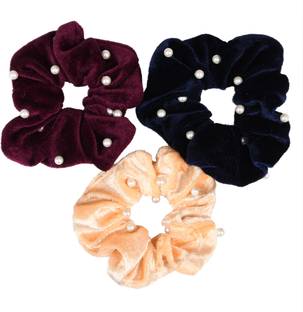 Matkooz VELVET PEARL HAIR SCRUNCHIES Rubber Band