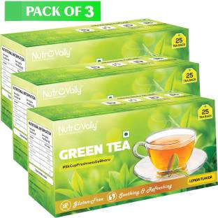 NutroVally green tea for weight loss & Build Immunity | Premium tea leaves with Active Ingredients Lemon Green Tea Bags Box