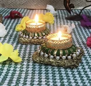 Gadinfashion Fl Tealight Candle Holders Set For Home Decoration Diwali Décor Birthday Party Green Color Pack Of 2 Iron Holder In India Gadinfashion Fl Tealight Candle Holders, Tea Light Candle Decoration Ideas For Birthday Party